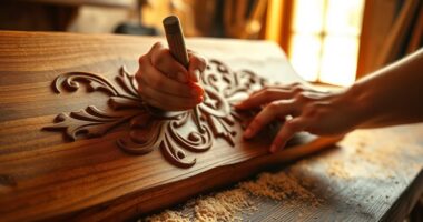 handcrafted wooden storytelling artifacts
