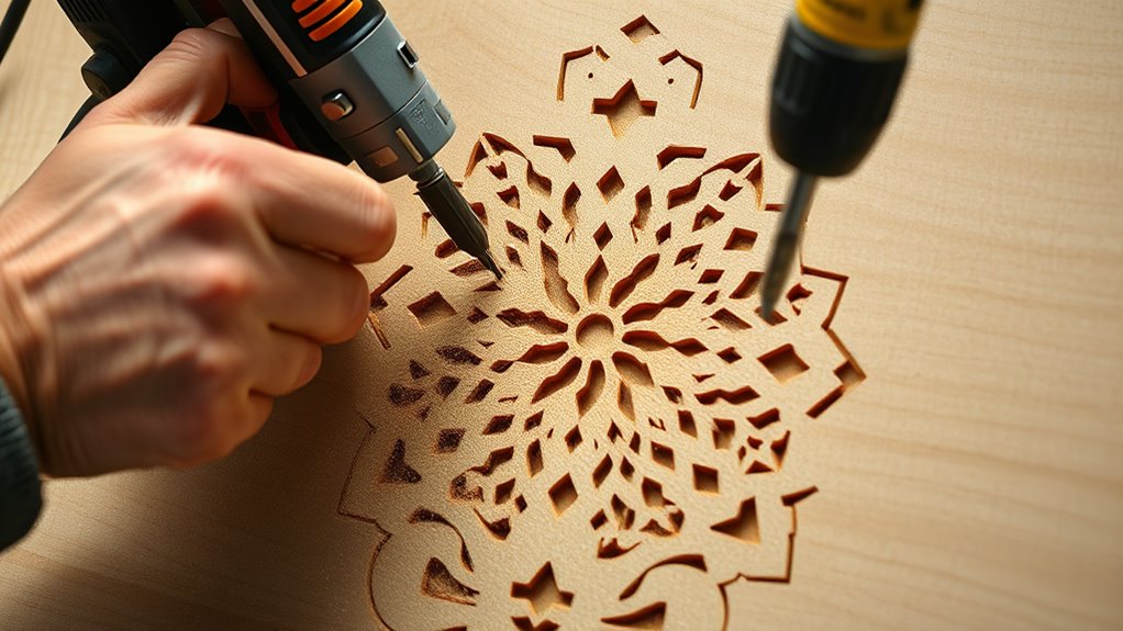 intricate piercing and inlay