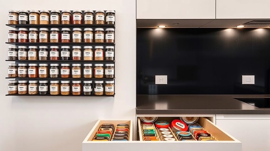 organized labeled spice storage
