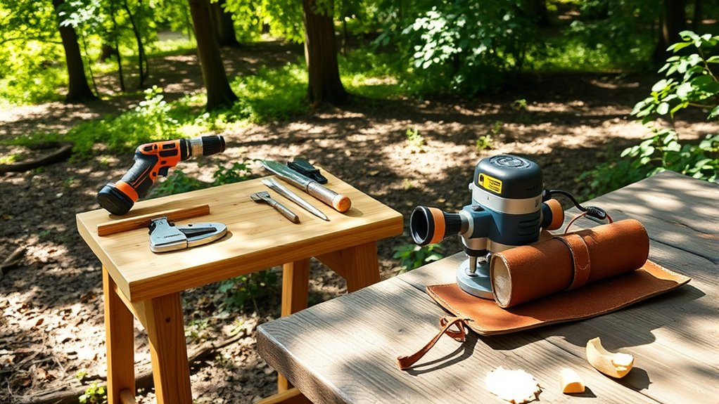 portable woodworking tools and methods