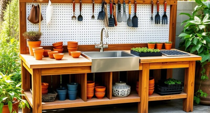 potting bench with sink