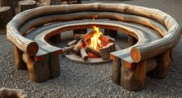 rustic log fire pit benches