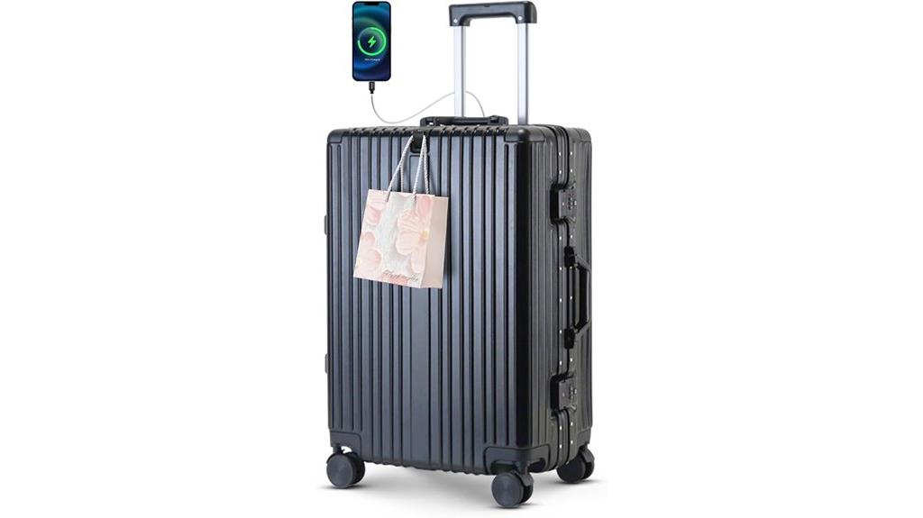 small suitcase with tech features