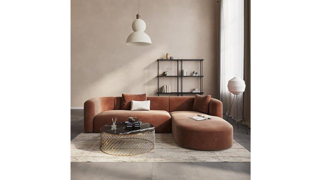 velvet curved sofa chaise