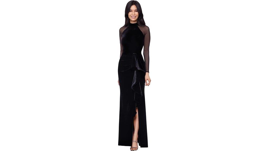 velvet mock neck gown