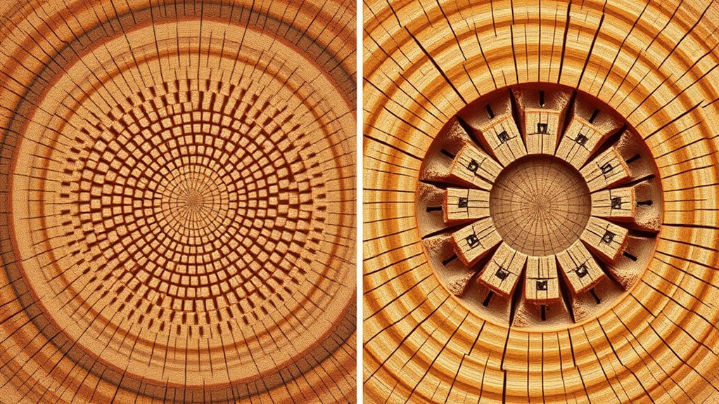 wood growth pattern differences