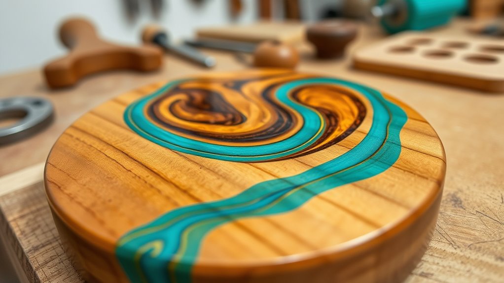 wooden coaster inlay epoxy