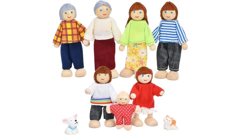 wooden doll house family