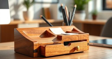 wooden home office organizer