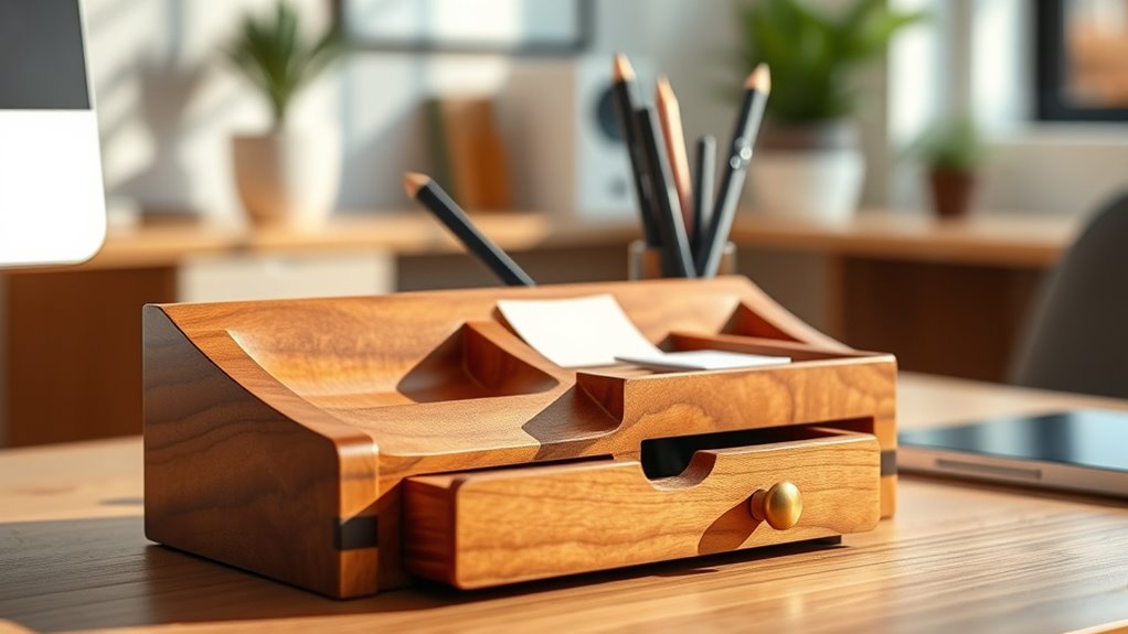 wooden home office organizer