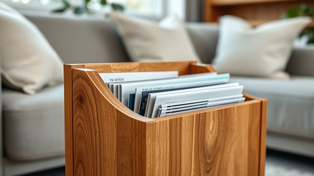 wooden living room magazine holder