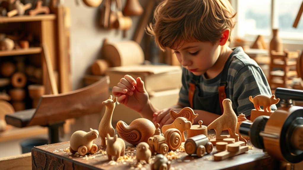 wooden toy lathe crafting