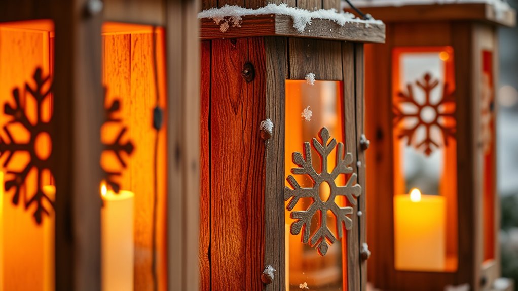 wooden winter candle lanterns