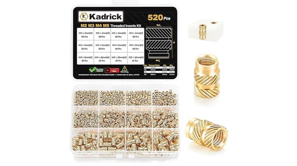 assorted metal threaded inserts