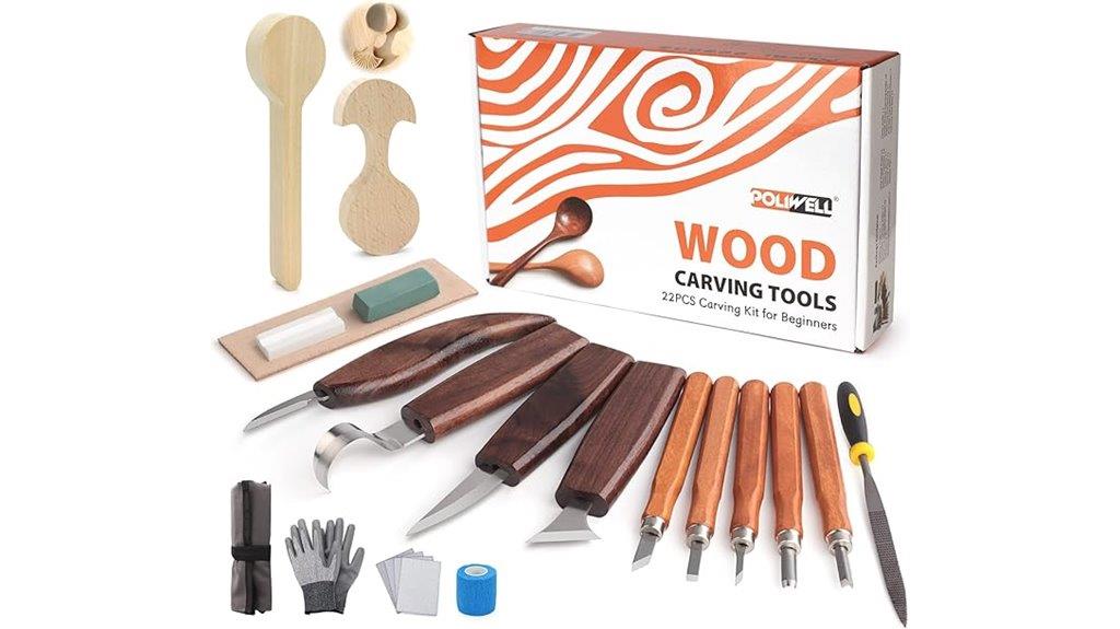 complete 22 tool wood carving kit