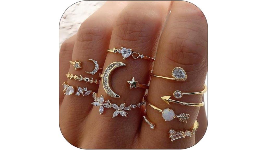 gold stackable jewelry set