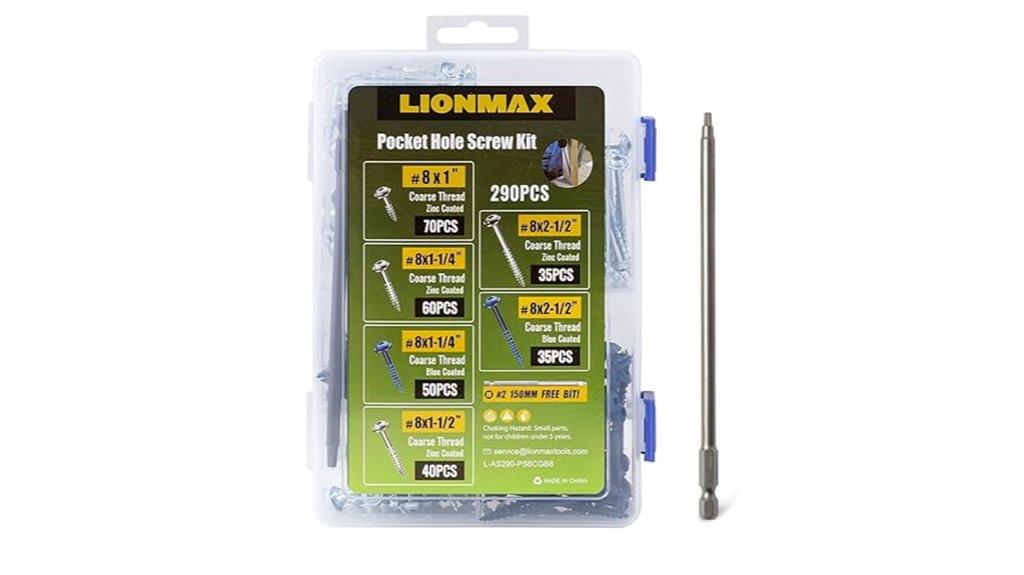 pocket screw kit 290 pieces