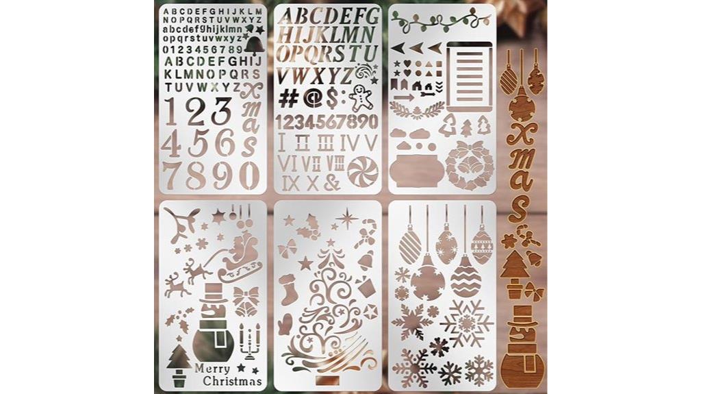 six christmas metal stencils