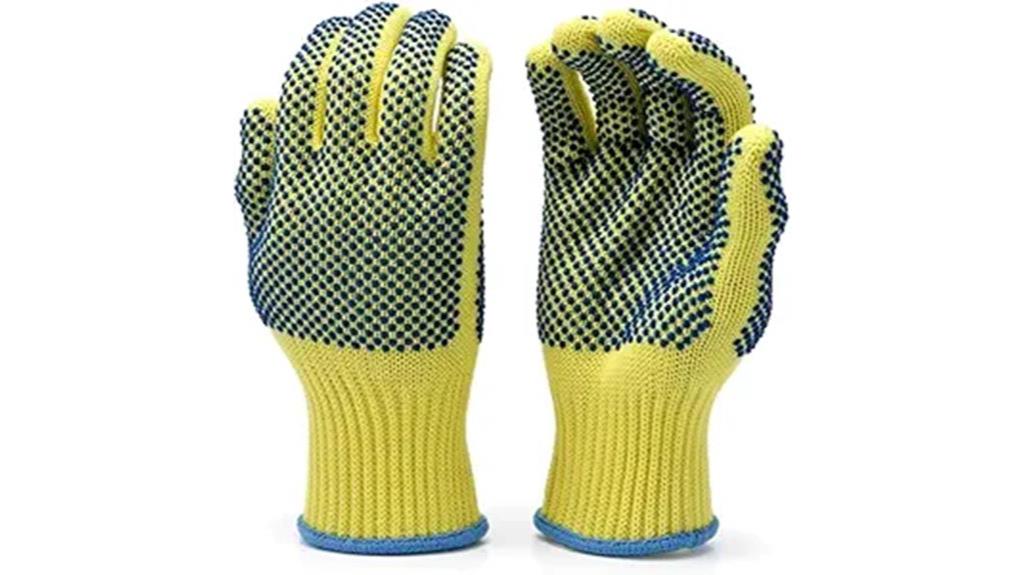 yellow kevlar knit gloves