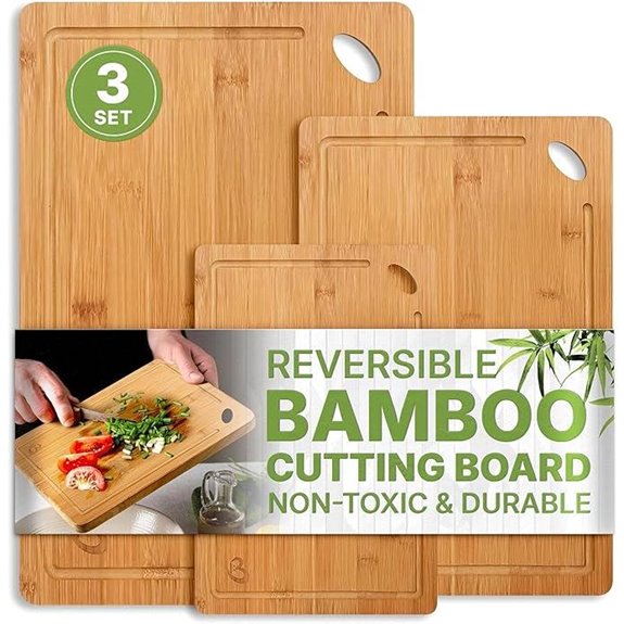 Bamboo Cutting Board Set with Juice Grooves
