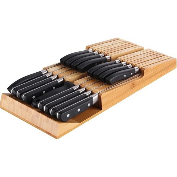 NIUXX Bamboo Knife Block Organizer for 16 Knives