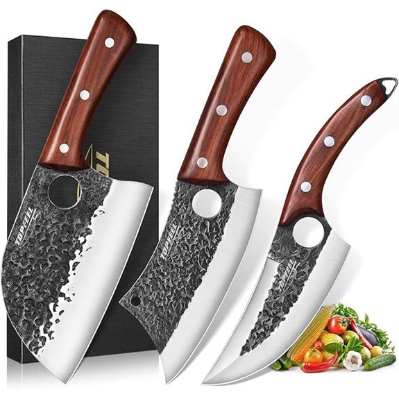 3PCS Chef Knife Set with Meat Cleaver and Viking Knives