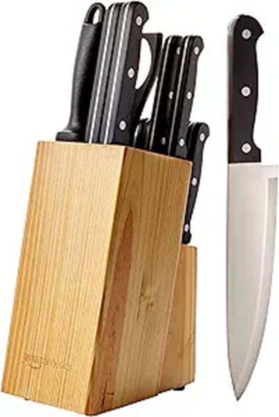 Amazon Basics 14-Piece Knife Set with Sharpening Block