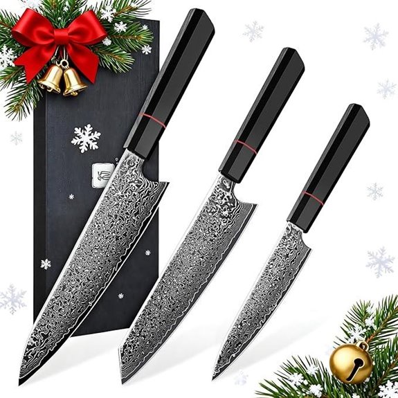 TIVOLI Damascus Knife Set 3PCS for Kitchen Cooking