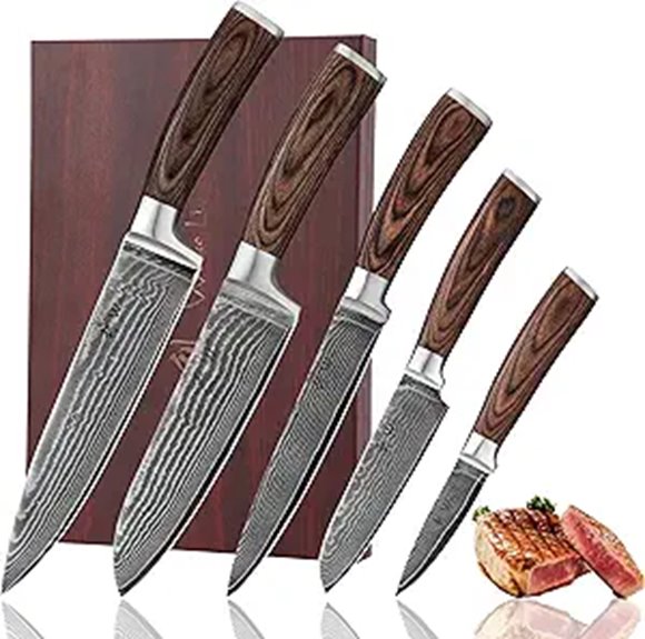 Wakoli EDIB 5-Piece Damascus Knife Set