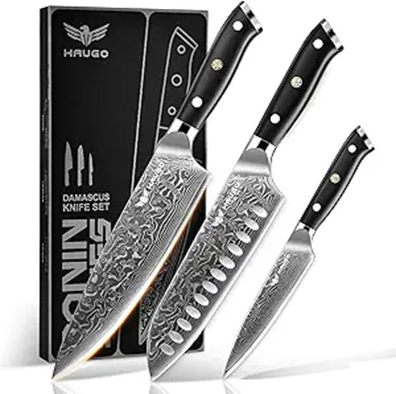 Haugo Damascus Knife Set with VG10 Steel Cores