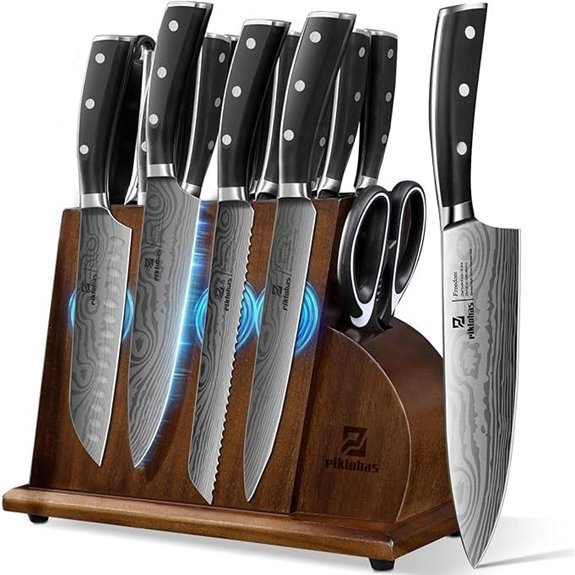 17-Piece German Damascus Knife Set with Magnetic Block