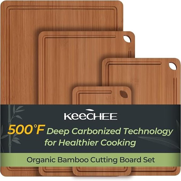 Carbonized Bamboo Cutting Board Set (4 Pieces)