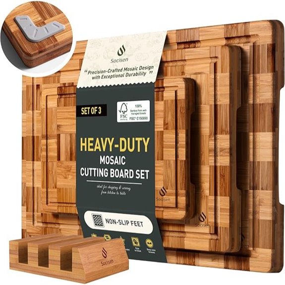 3 Pack Heavy Duty Wooden Cutting Boards