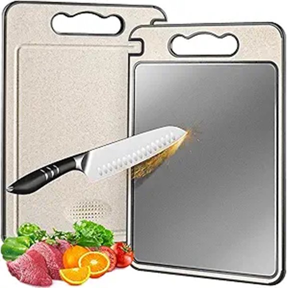 Titanium Double-Sided Cutting Board with Juice Groove