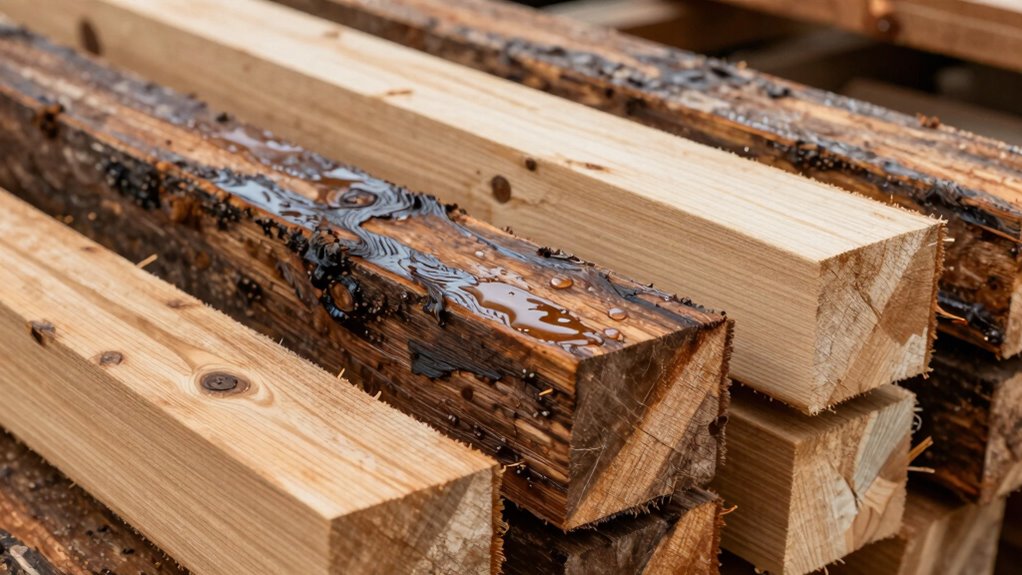 identify wet wood before building