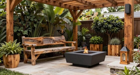 balanced outdoor wood accents