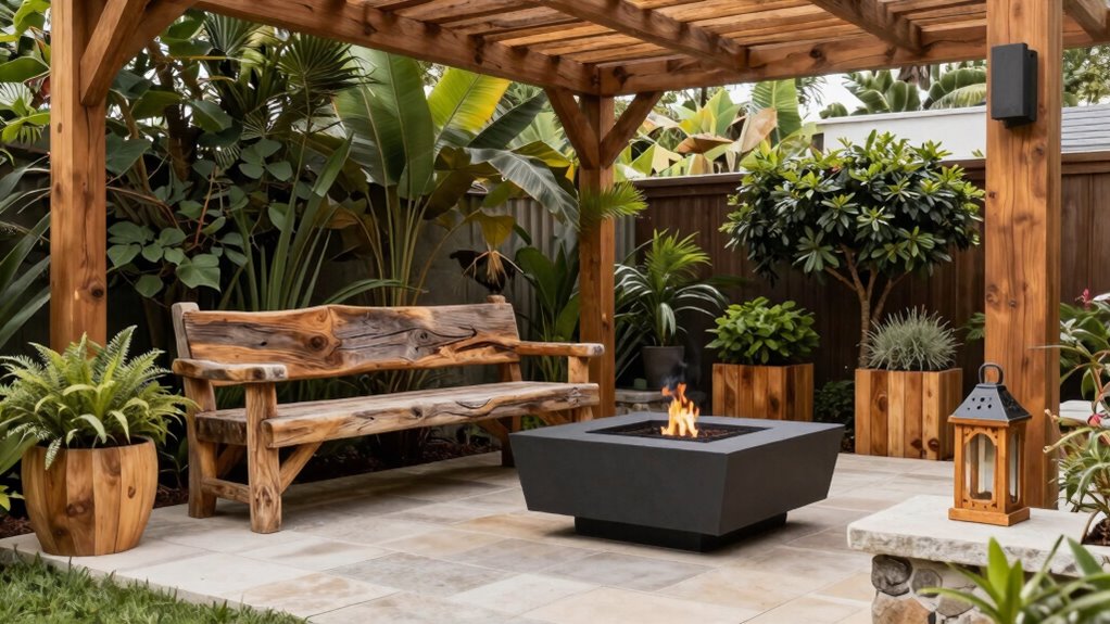balanced outdoor wood accents