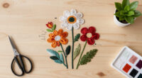 embroidered flowers bloom from botanical-dyed threads and digital algorithms
