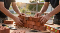 students turn reclaimed bricks into walls that can be assembled, dismantled, and rebuilt
