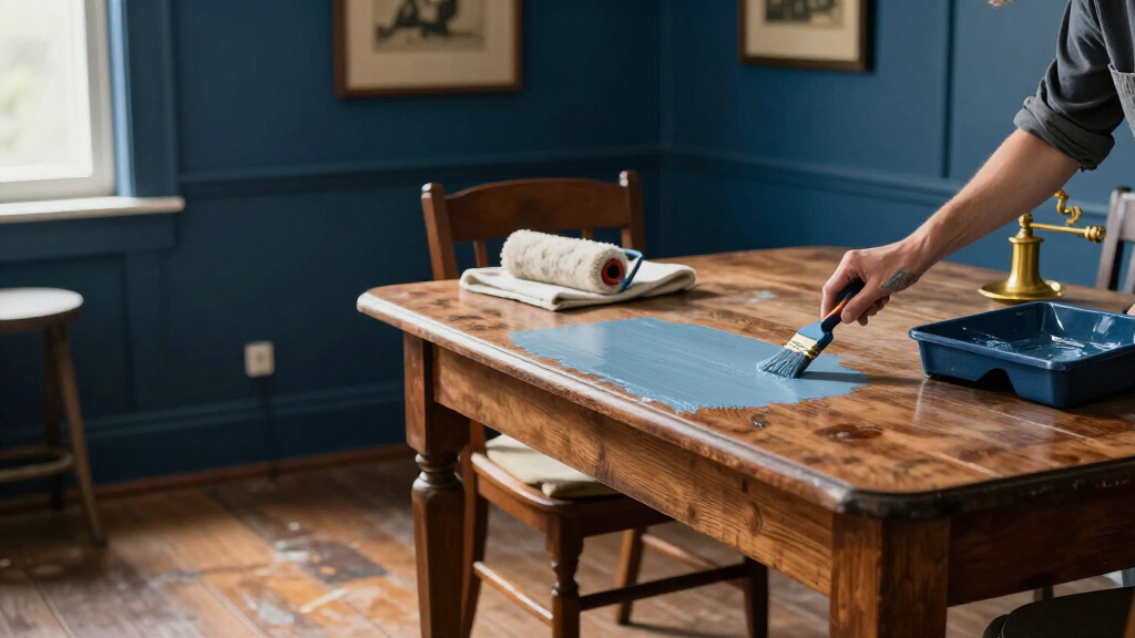 They Drenched A Dining Room In Deep Blue — Now It’s Moody And Vintage