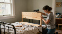 Instead Of Tossing Her Bed Frame, She Put A $40 DIY Headboard In Front